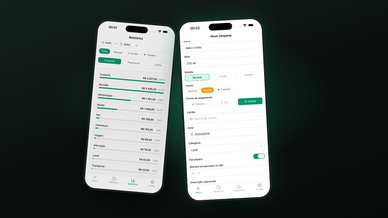 Anote Sua Despesa mobile app — new expense and category reports